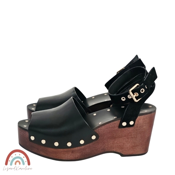 New! Madewell The Anouk Platform Clog Leather Chunky Wedge Heel Sandal - Picture 4 of 16